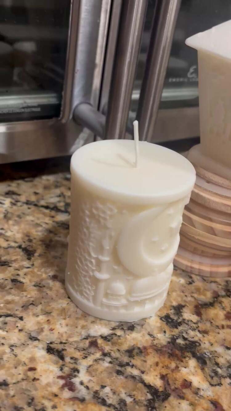 Lunar Eclipse Moon Mandala Geometric Pillar Soy Wax Candle